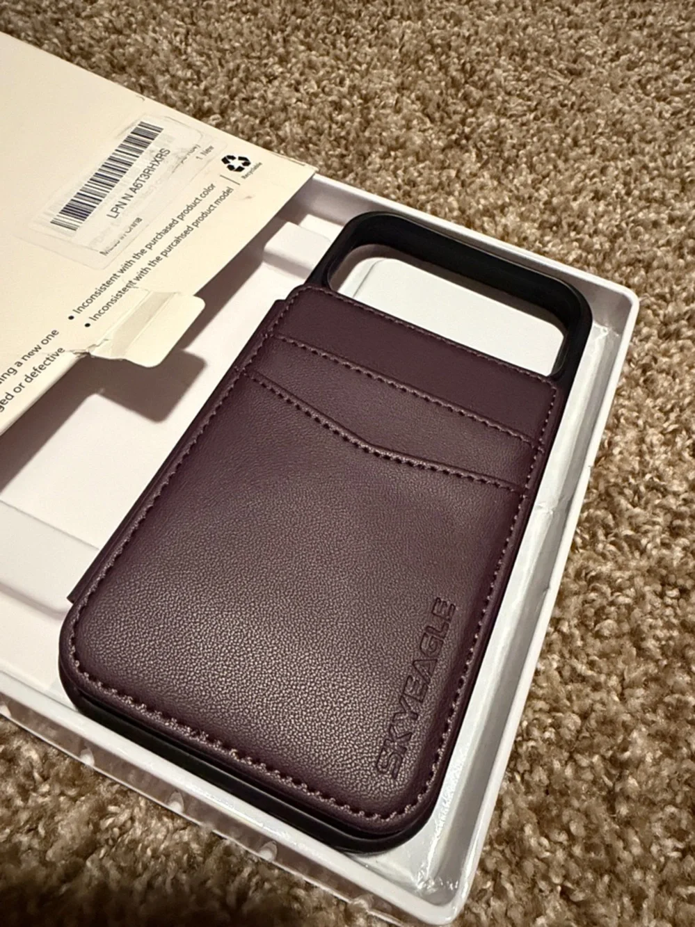 Skyeagle purple & black faux leather folio card case for iPhone 17 Pro Max NWOT